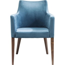 Chaise avec accoudoirs Mode Velvet pétrole Kare Design