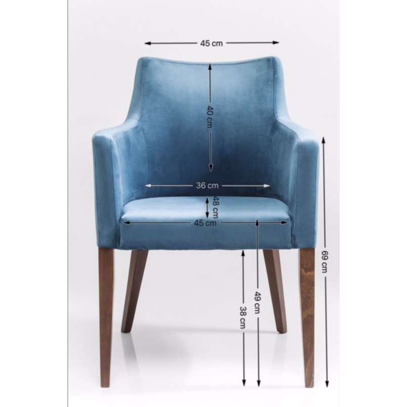 Chaise avec accoudoirs Mode Velvet pétrole Kare Design