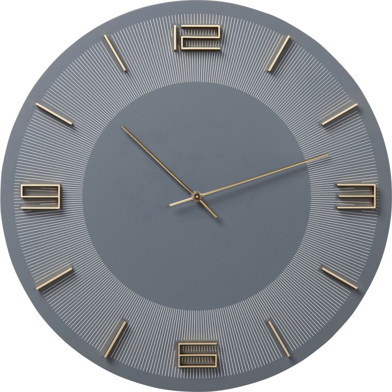 Wall Clock Leonardo Grey/Gold Kare Design