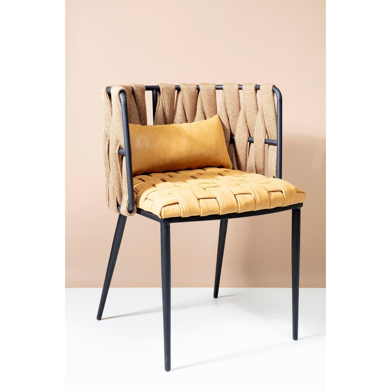 Chair with Armrest Cheerio Yellow incl. Cushion Kare Design