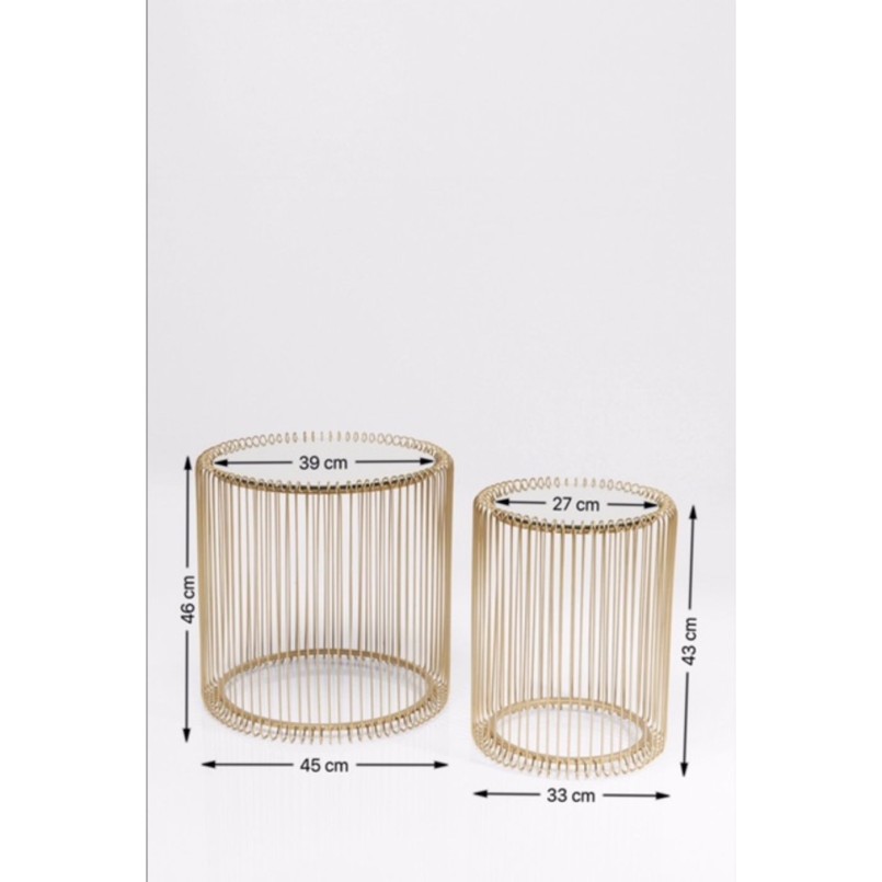 Side Table Wire Brass (2/Set) Ø44cm Kare Design