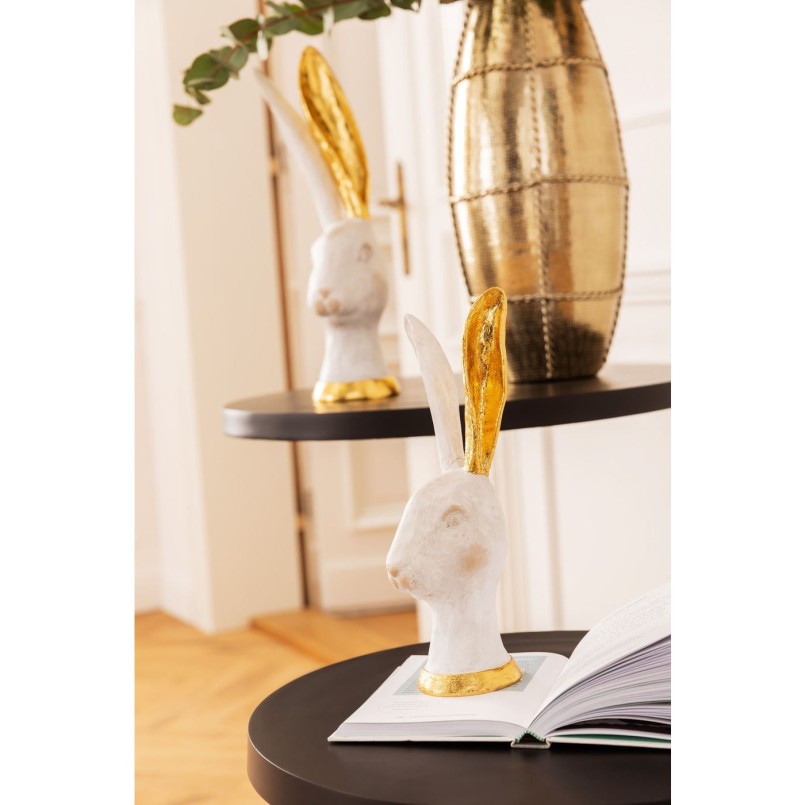Déco tête de lapin blanc et doré 30cm Kare Designgn