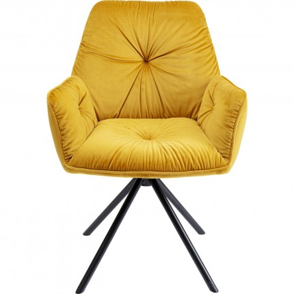 Swivel Chair with armrests Mila Yellow Kare Design