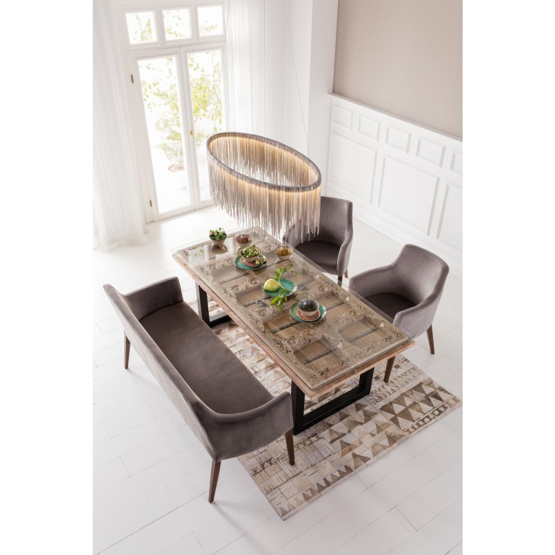 Chair with Armrest Mode Velvet Grey Kare Design