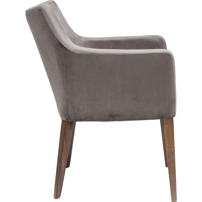 Chair with Armrest Mode Velvet Grey Kare Design