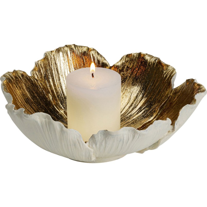 Coupe décorative Flower Bloom crème-doré Ø25
